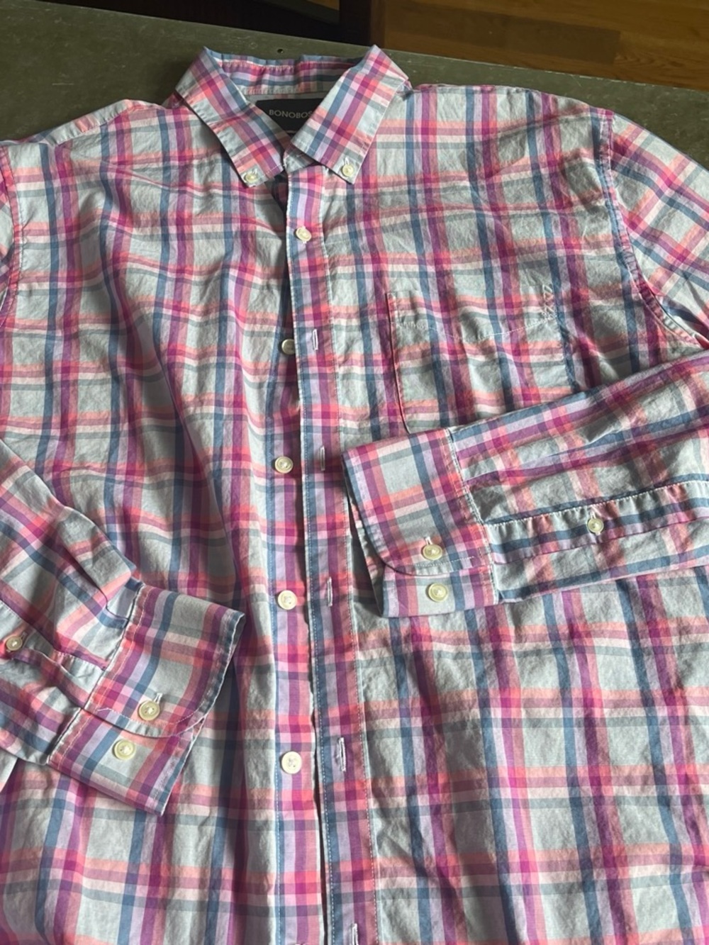 Bonobos Pink, Blue & Purple Plaid Slim Fit Shirt
